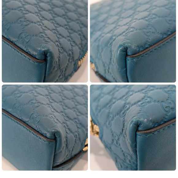 Authentic Gucci micro GG sima Pouch Purse blue green leather - Picture 9 of 16